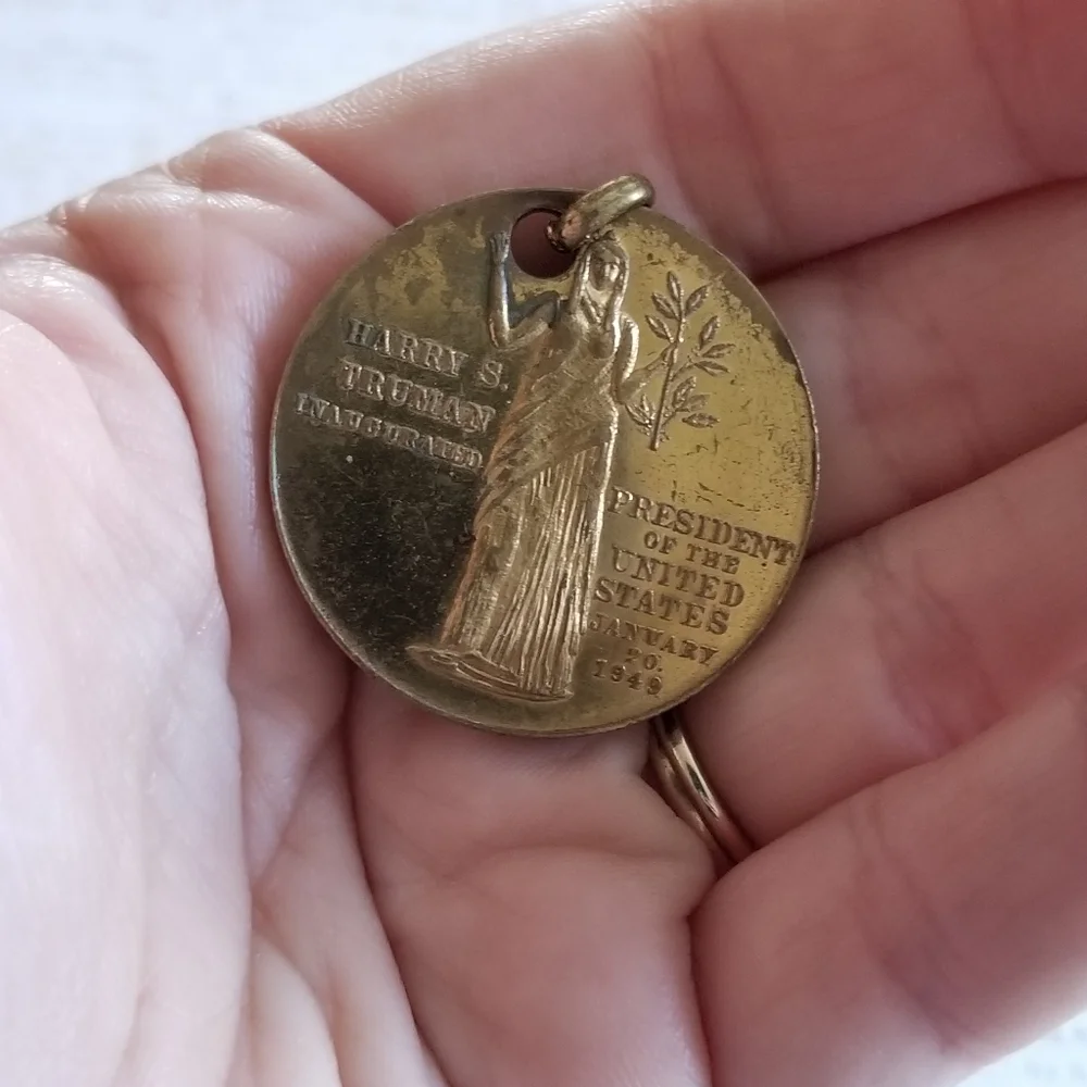 Vintage Harry Truman Inaugural coin pendant charm president political
